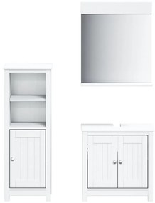 vidaXL Set mobilier baie, 3 piese, „BERG”, alb, lemn masiv de pin