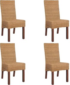 vidaXL Scaune de bucătărie, 4 buc., maro, ratan natural
