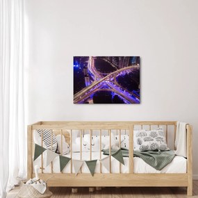 Tablou cu o interesecție mare noapte (70x50 cm)