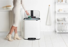 Cos de gunoi Brabantia Bo Pedal 1003182, 60 l, Inchidere usoara, Baza antiderapanta, Alb