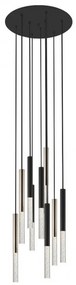 Lustra LED design minimalist cu 9 pendule One, negru mat/ french gold