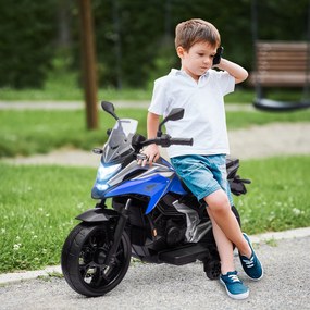 AIYAPLAY Motocicletă Electrică Copii, Licențiată Honda, Faruri Roți Antrenament, Albastră | Aosom Romania