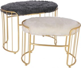 Set taburete Perla metalice cu blanita sintetica, baza aurie, design modern  2 piese