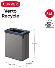 Coș de gunoi gri de reciclat din plastic reciclat 54 l Verto Recycle – Curver