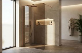 Paravan de dus fumuriu Rea Flexi Brown 80 cm cupru periat