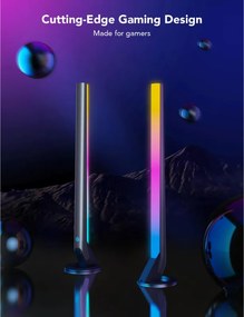 Set 2 Smart LED lampi gamer Govee RGBIC H6047, 24 W, Segmente de culoare adresabile, Wi-Fi, Bluetooth, Govee Home, Negru