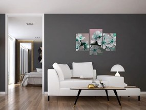Tablou cu floare - turcoaz (90x60 cm)