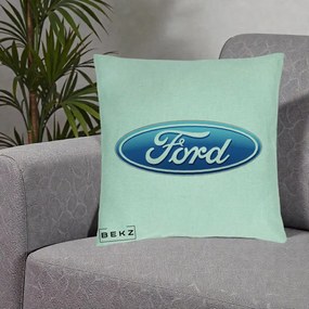 Perna Personalizata cu emblema Ford, 40x40 cm, Verde Menta, Husa Detasabila, Perna Inclusa, BEKZ®