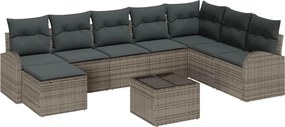 vidaXL Set de canapele pentru grădină cu pernă 9 pcs Gri Rattan poli