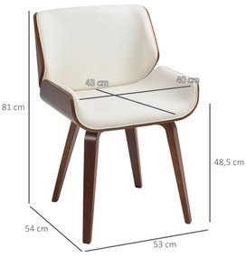 HOMCOM Set de 2 scaune pentru sufragerie stil vintage șezut tapițerie sintetică 51,5 x 53 x 79,5 cm alb maro | Aosom Romania