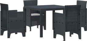 vidaXL Set de masă pentru grădină 5 pcs Antracit Polipropilenă