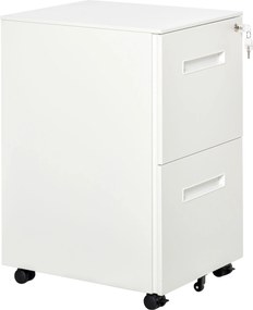 Vinsetto Dulap Birou Mobil, cu sertare, Organizator Documente cu Blocare, Oțel, 39x48x67cm, Alb | Aosom Romania