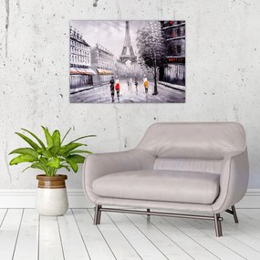 Tablou pe sticlă - Pictură în ulei, Paris (70x50 cm)