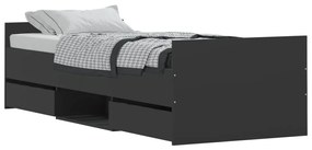 3203818 vidaXL Cadru pat cu tăblii de cap/picioare, negru, 75x190 cm