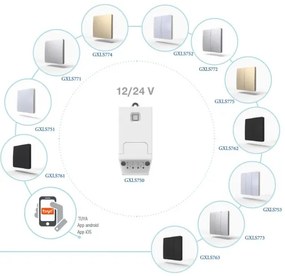 Întrerupător cinetic fără fir 2P IP67, auriu
