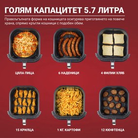 Friteuza cu aer cald Instant Pot Vortex Plus Clearcook Hot Air Fryer 140309701, 1700W, 5.7L, 6 programe, 35-205°C, Iluminare interioara, Negru