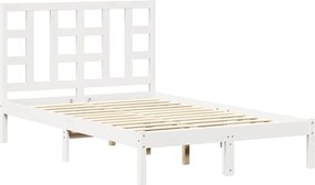 vidaXL Cadru de pat, alb, 120x200 cm, lemn masiv