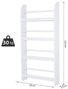 HOMCOM Etajeră de Perete Modernă cu 4 Rafturi din Lemn, Design Elegant pentru Living sau Birou, Alb, 59x12x113cm | Aosom Romania