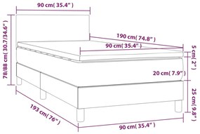 Pat box spring cu saltea, cappuccino, 90x190 cm piele ecologica Cappuccino, 90 x 190 cm, Design simplu