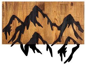 Decorațiune de perete 58x44 cm lemn/metal munți