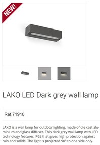 Aplica LED de exterior ambientala design modern IP65 LAKO gri inchis
