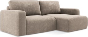 Colțar bej extensibil/cu spațiu de depozitare cu tapițerie din chenille (cu colț pe partea dreaptă/cu șezlong) Kona – Makamii