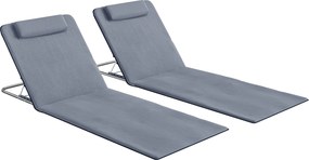 Outsunny Set de 2 Saltele cu Spătar Rabatabil, Suport pentru Cap și Geantă de Transport 134x48x33-43 cm Gri | Aosom Romania