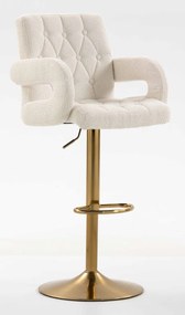 HR8404W Scaun Crem Boucle cu Bază Aurie