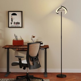 HOMCOM Lampă de Podea Dimmerabilă cu Telecomandă și Dublă Cap Girevole la 350°, Lampă de Podea cu Reglare Temperatură Culoare 2700K-6000K, pentru Sufragerie și Cameră, Negru | Aosom Romania