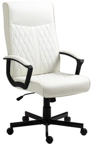 Vinsetto Scaun de Birou cu Spătar Înalt Înălțime Ajustabilă și Funcție de Înclinare 65x65x102-112,5 cm Crem | Aosom Romania