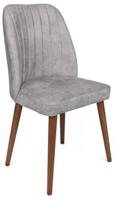Set 2 scaune haaus Alfa, Gri/Nuc, textil, picioare metalice