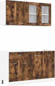 vidaXL Set dulapuri de bucătărie cu sertar Lyon 4 pcs Stejar fumuriu