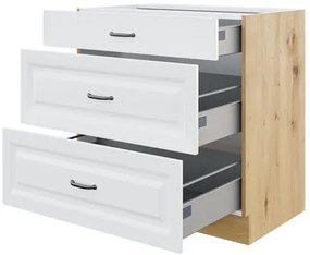 Dulap inferior de bucătărie cu sertare Vintageline 80 D 3S BB (Alb) . 1103343
