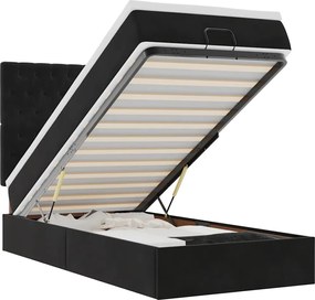 vidaXL Cadru de pat otoman cu saltele, catifea neagră 80x200cm