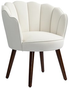 HOMCOM Scaun tip Scoica Scaun de Living Dormitor cu Spatar si Perne Aspect Catifea Picioare din Lemn de Caučiuc, Crem | Aosom Romania