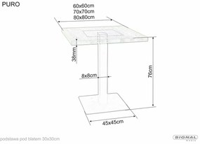 Masa Puro stejar laminat/negru L80xl80 cm