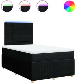 vidaXL Pat box spring cu saltea, negru, 120x200 cm, textil