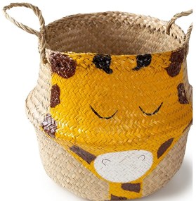 Coș de jucării pentru copii galben/în culoare naturală din iarbă-de-mare ø 30x28 cm Giraffe – Compactor