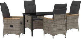 vidaXL Set de masă pentru grădină cu pernă 5 pcs Gri poliratan