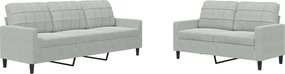 vidaXL Set de canapele cu perne, 2 piese, gri deschis, catifea