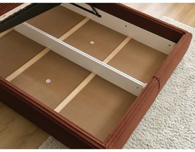 Pat matrimonial cărămiziu tapițat cu spațiu de depozitare cu somieră 180x200 cm Jade – Bobochic Paris