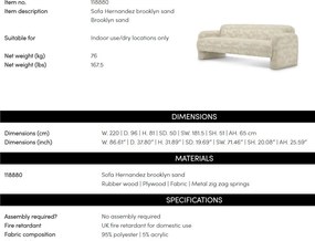 Canapea design LUX Hernandez, Brooklyn sand