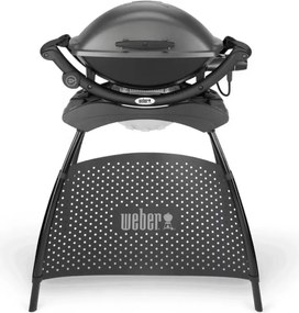 Gratar electric Weber Q2400 WB 55020879, 2200 W, 55x39 cm, Aluminiu turnat, Tava grasimi, Negru