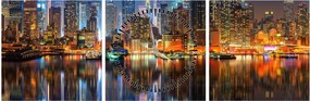 Tablou cu Manhattan noaptea (cu ceas) (90x30 cm)