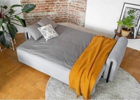 Canapea gri extensibilă/cu spațiu de depozitare cu tapițerie din catifea reiată 244 cm Arcadova – ELTAP