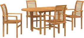 vidaXL Set de masă pentru grădină 5 pcs Maro Lemn solid de tec