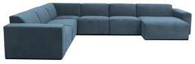 Colțar albastru cu tapițerie din catifea reiată (cu colț pe partea dreaptă) Sting – Scandic