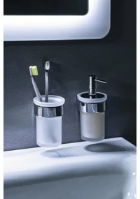 Dozator de perete pentru săpun Gedy PIRENEI 110 mm sticlă alburie/crom lucios