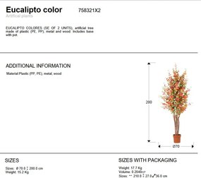 Set de 2 plante artificiale, Eucalipt colorat H-200cm