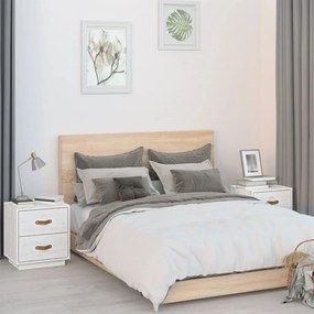 vidaXL Noptiere, 2 buc., alb, 40x34x45 cm, lemn masiv de pin